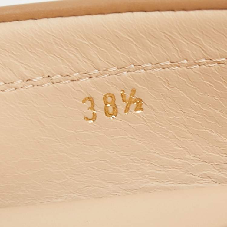 Pre Owned Tods Beige Leather Chain Slip on Loafers Size 38.5
