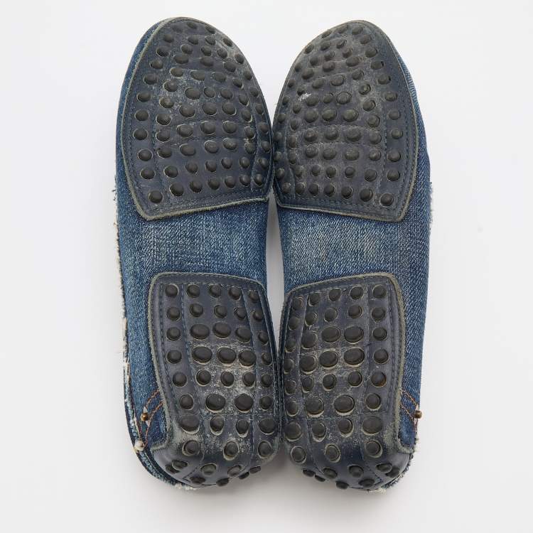 مملوكة مسب�قًا Tod's Navy Blue Denim Gommini Slip On Loafers Size 35