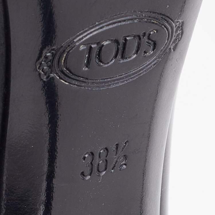 Pre Owned Tod's Black Patent Leather Cut-Out Peep Toe Pumps Size 38.5