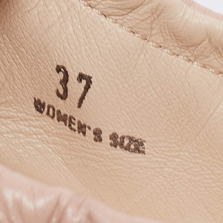 Pre Owned Tod's Pink Croc Embossed Leather Bow Srunch Ballet Flats Size 37