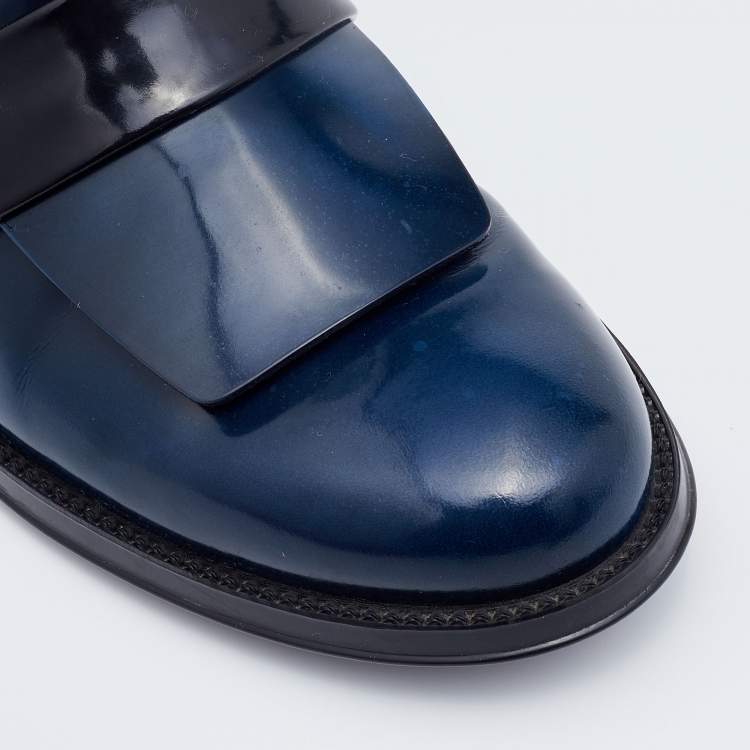 Pre Owned Tod's Blue/Black Leather Chelsea Boots Size 39