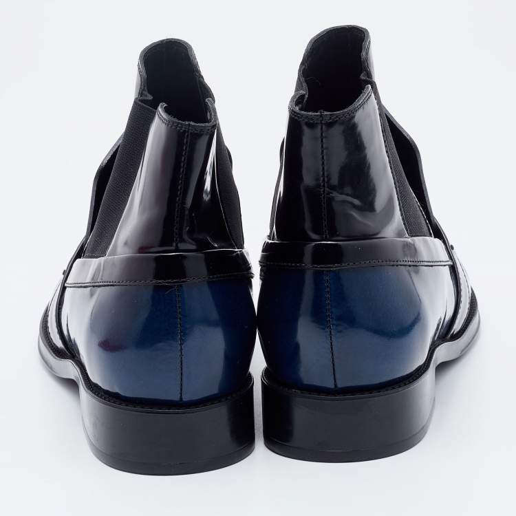 Pre Owned Tod's Blue/Black Leather Chelsea Boots Size 39