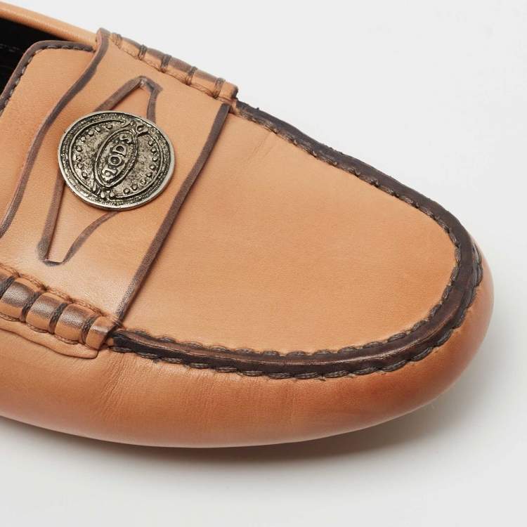 Pre Owned Tod's Beige Leather Penny Loafers Size 35
