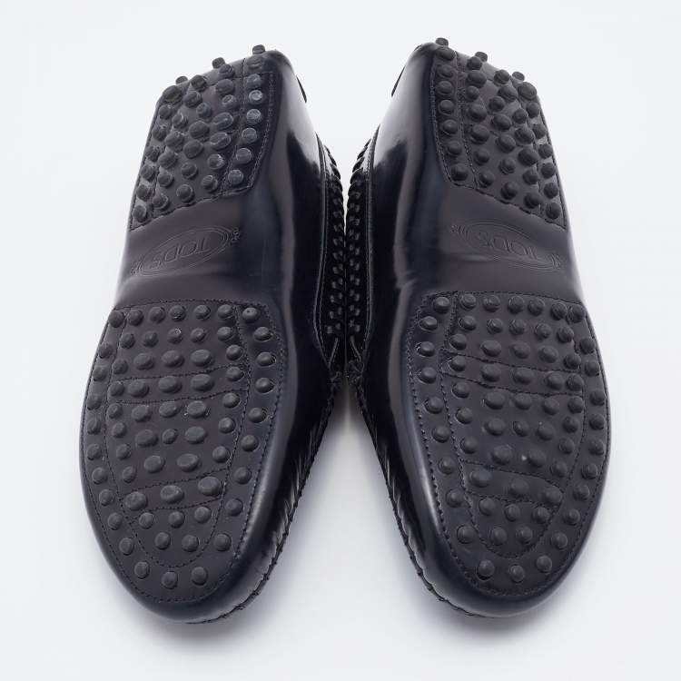 Pre Owned Tod's Black Leather Penny Slip On Loafers Size 37.5