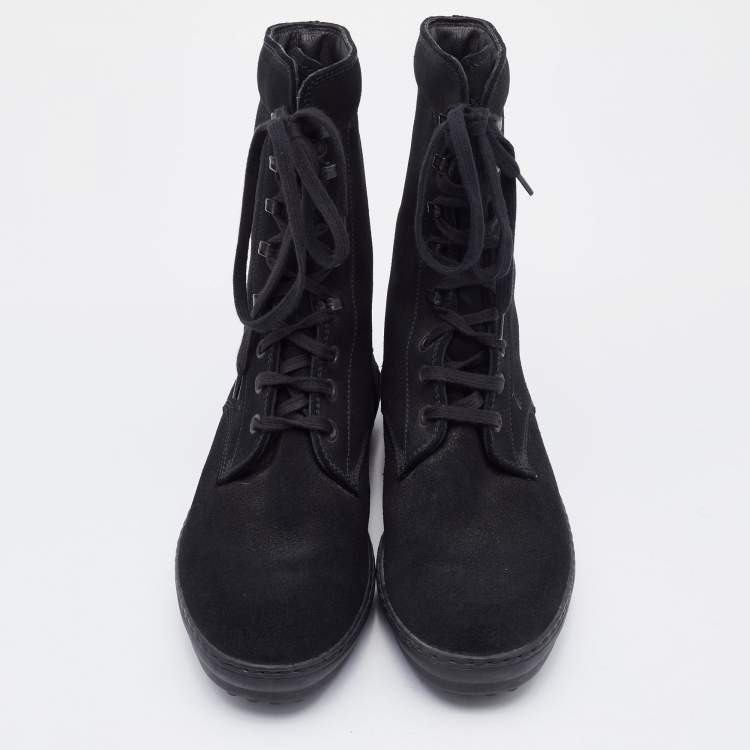 Pre Owned Tod's Black Suede Gommino Ankle Length Boots Size 36.5