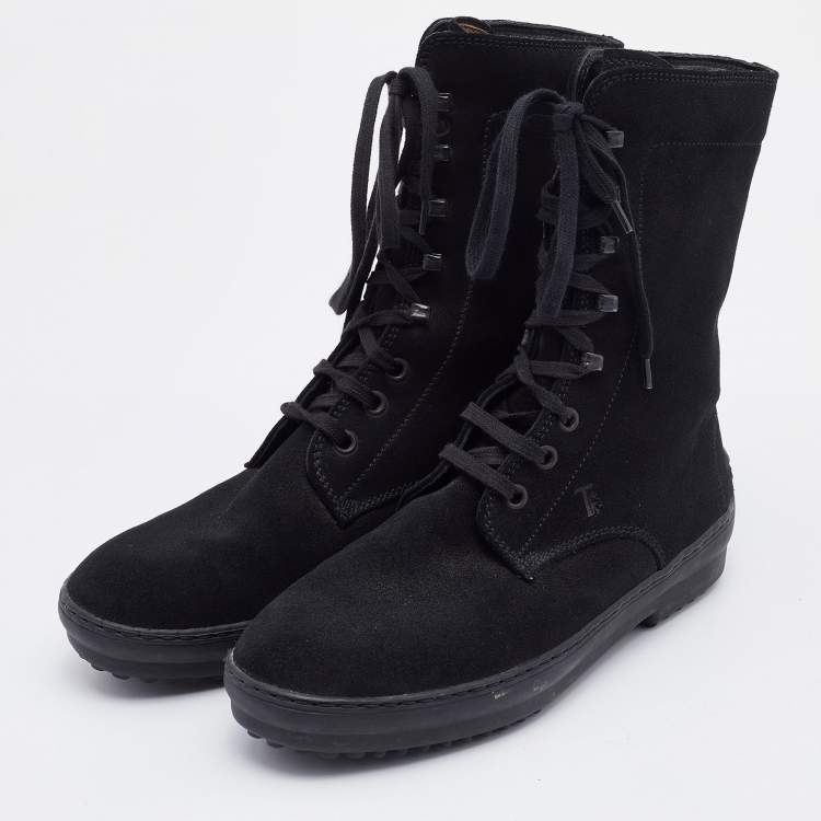 Pre Owned Tod's Black Suede Gommino Ankle Length Boots Size 36.5