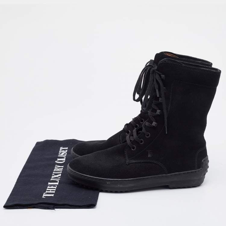 Pre Owned Tod's Black Suede Gommino Ankle Length Boots Size 36.5