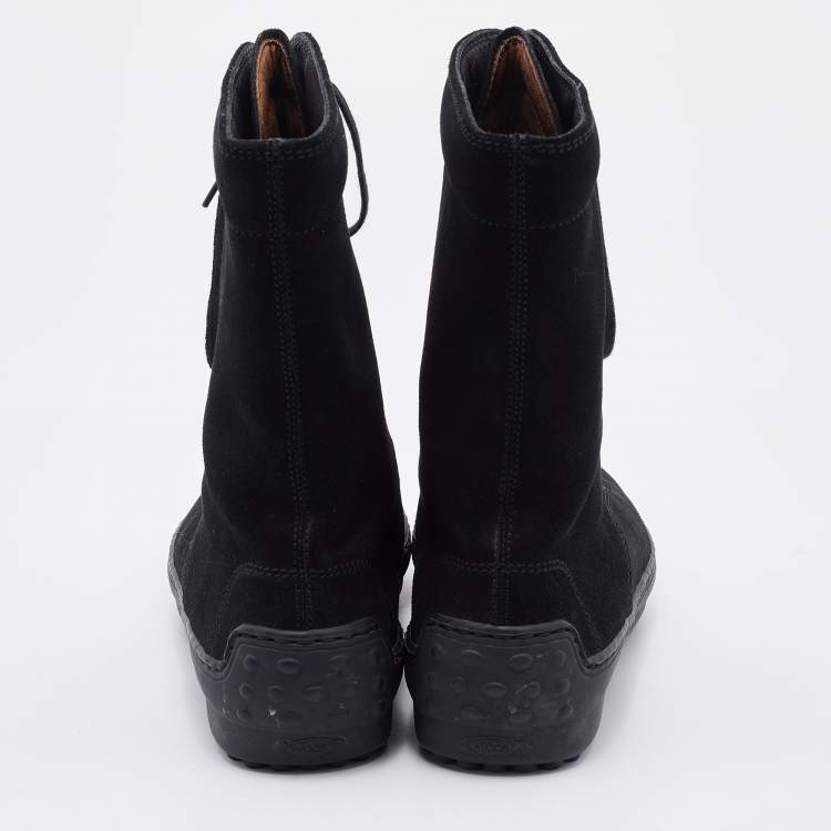 Pre Owned Tod's Black Suede Gommino Ankle Length Boots Size 36.5