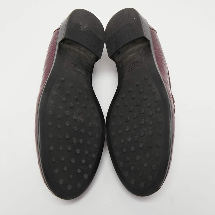 Pre Owned Tod's Purple Crocodile Slip On Loafers Size 38.5