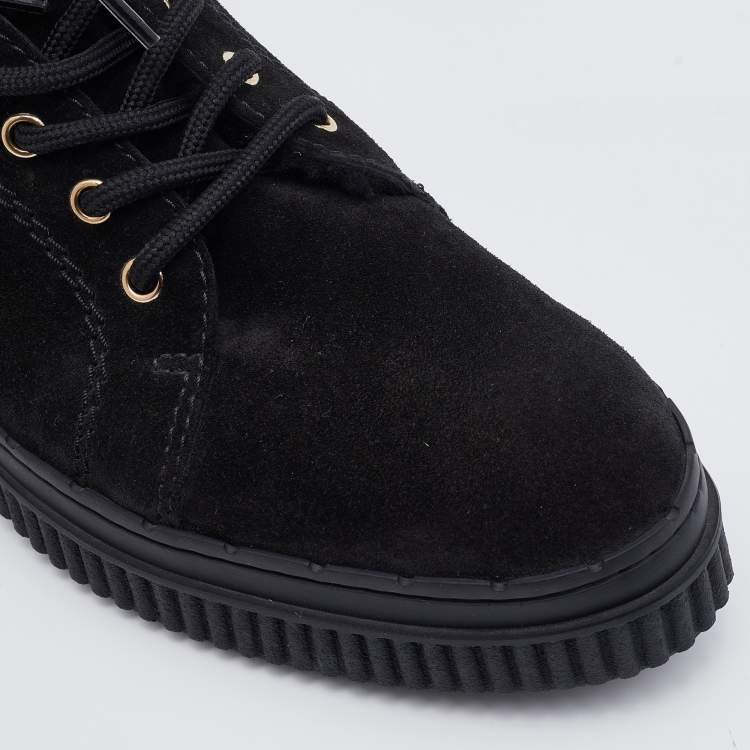 Pre Owned Tod's Black Suede Lace Up High Top Sneakers Size 40