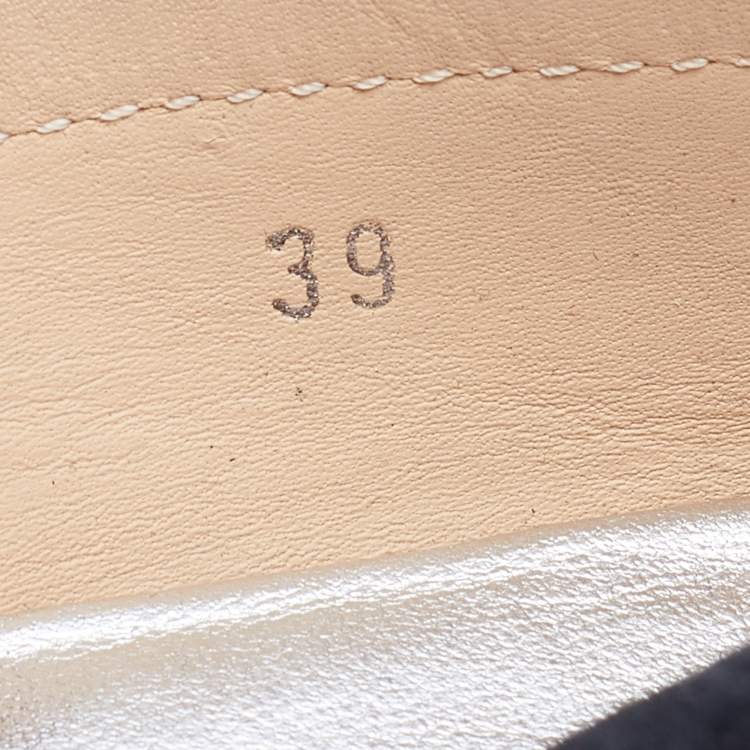 Pre Owned Tod's Black/Silver Suede Bow Slip On Loafers Size 39