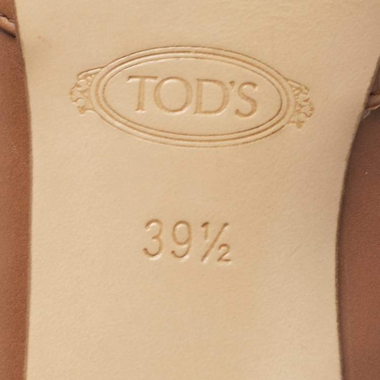 Pre Owned Tod's Brown Leather Pointed-Toe Loafer Pumps  Size 39.5