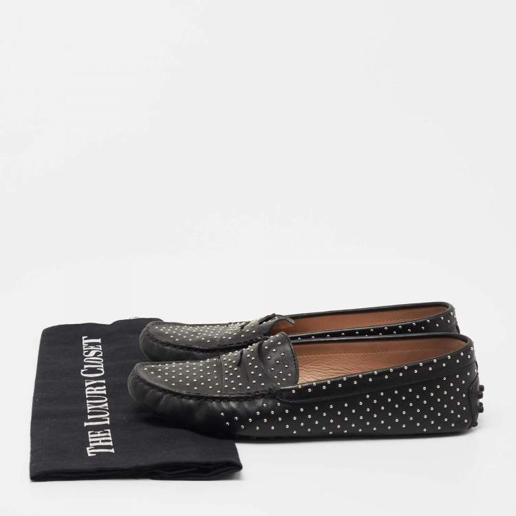 مملوكة مسبقًا Tod's Black Leather Gommino Loafers Size 38