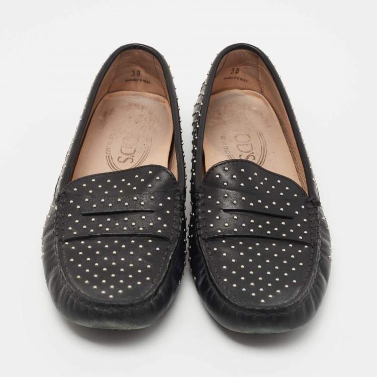 مملوكة مسبقًا Tod's Black Leather Gommino Loafers Size 38