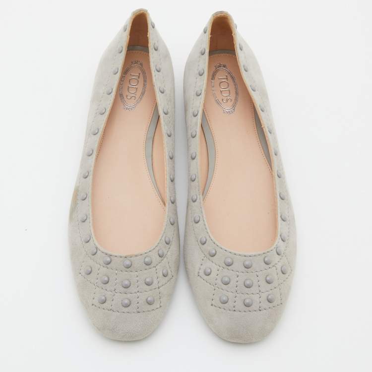 Pre Owned Tod's Grey Suede Ballet Flats Size 36