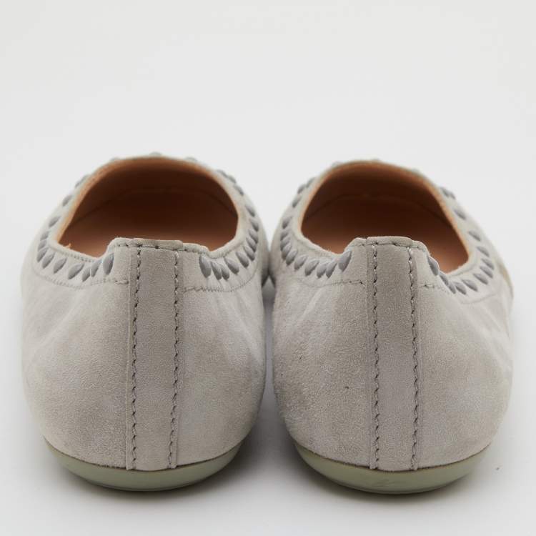 Pre Owned Tod's Grey Suede Ballet Flats Size 36