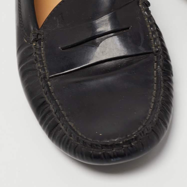 Pre Owned Tod's Black Patent Leather Penny Loafers Size 39