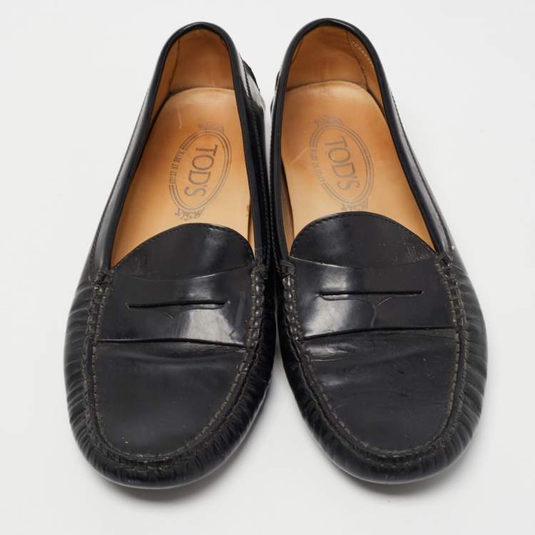 Pre Owned Tod's Black Patent Leather Penny Loafers Size 39