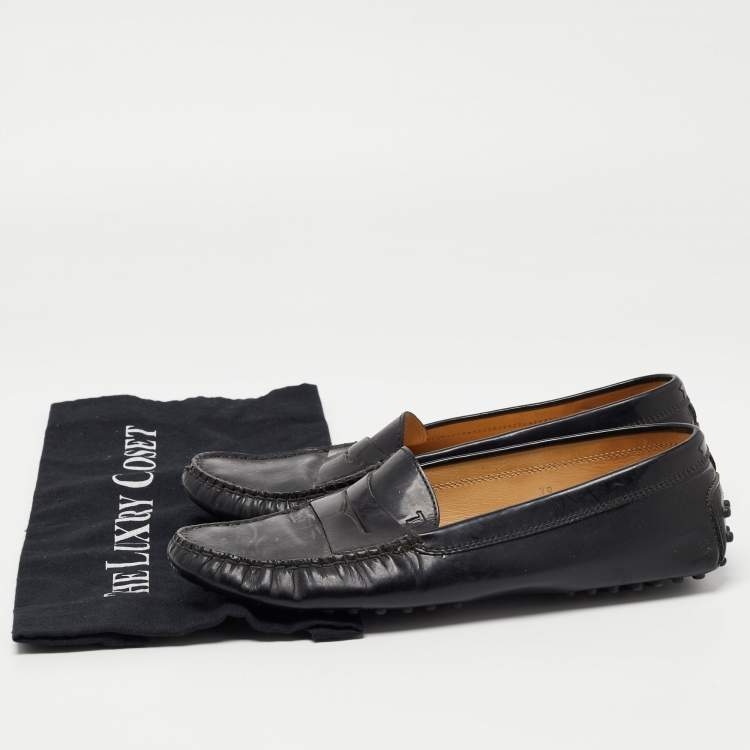 Pre Owned Tod's Black Patent Leather Penny Loafers Size 39