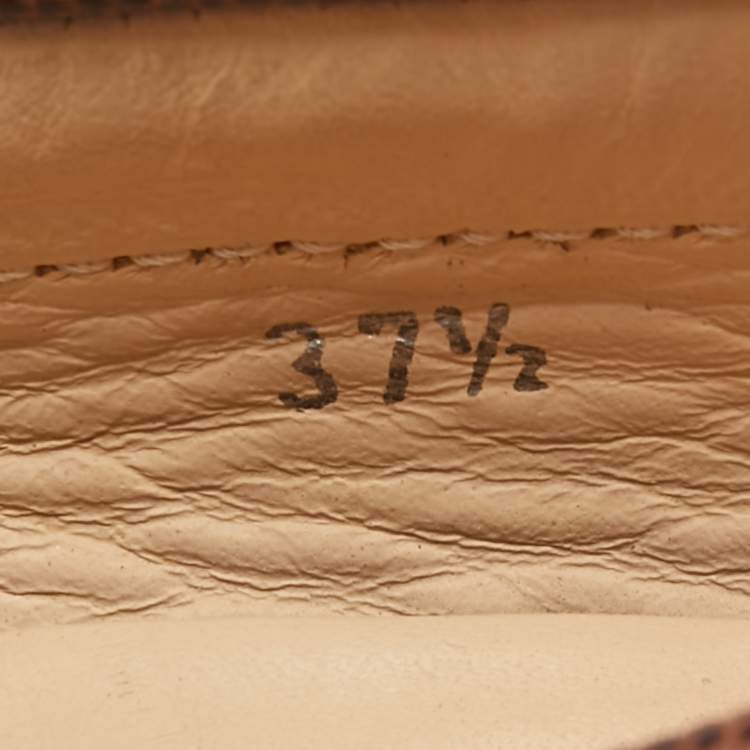 Pre Owned Tod's Dark Brown Lizard Embossed Leather Driver Loafers Size 37.5