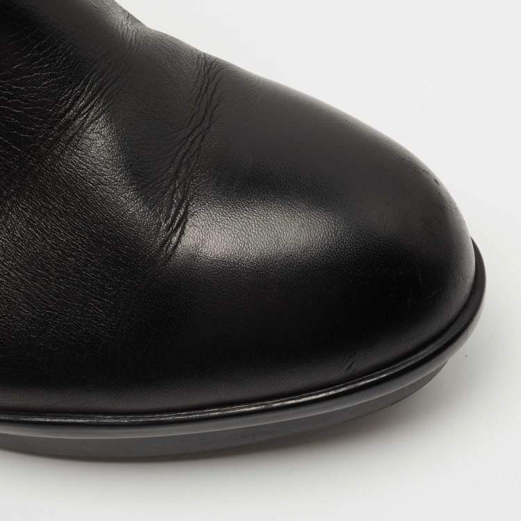 Pre Owned Tod's Black Leather Platform Ankle Booties Size 38