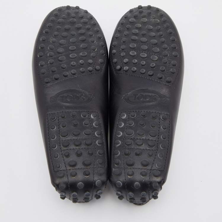 Pre Owned Tod's Black Leather Gommino Slip On Loafers Size 37