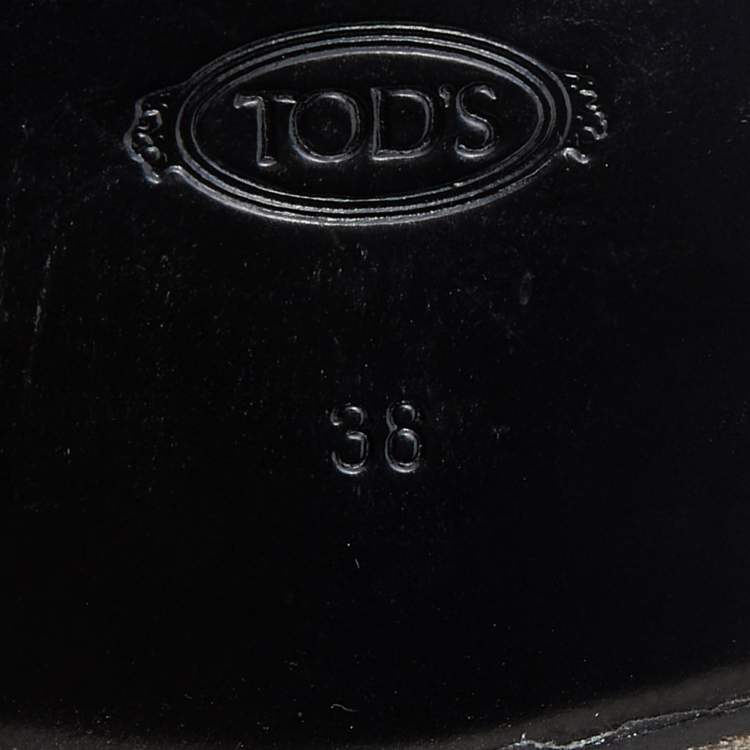 Pre Owned Tod's Black Leather Double T Flat Mules Size 38