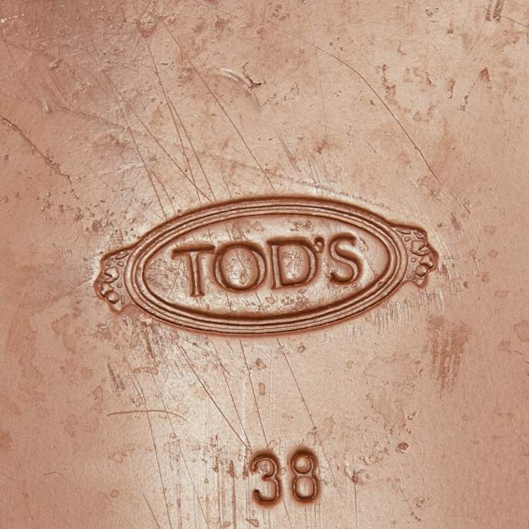 Pre Owned Tod's Brown Leather Double T Flat Mules Size 38