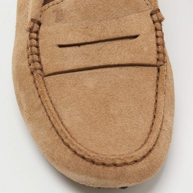 Pre Owned Tods Beige Suede Penny Loafers Size 35