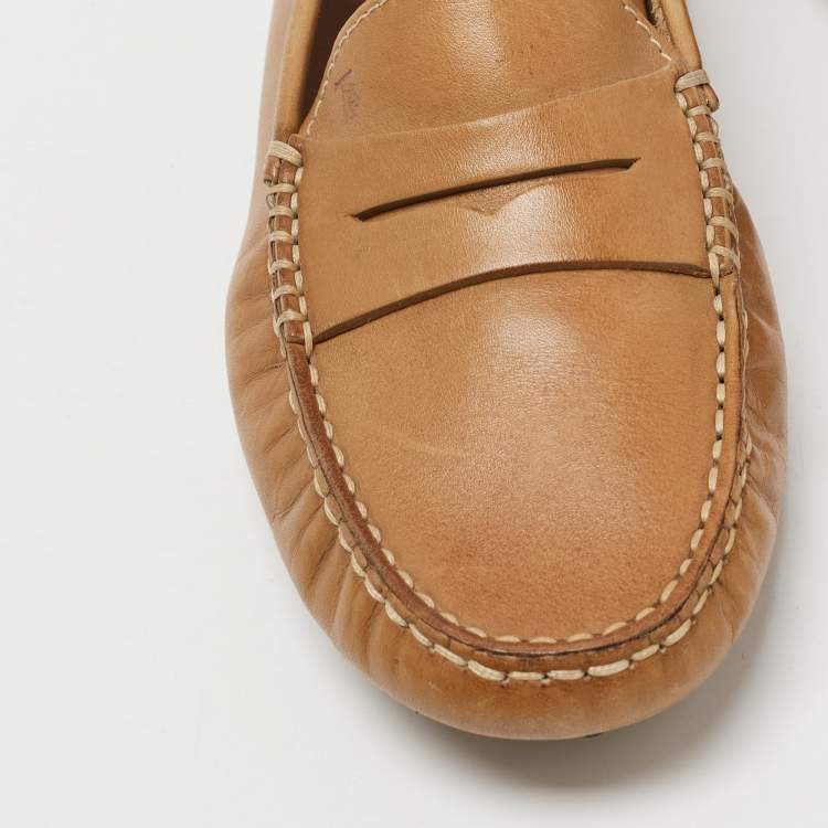 Pre Owned Tod's Brown Leather Penny Loafers Size 35