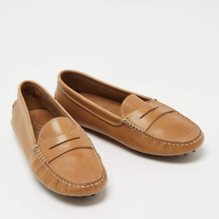 Pre Owned Tod's Brown Leather Penny Loafers Size 35