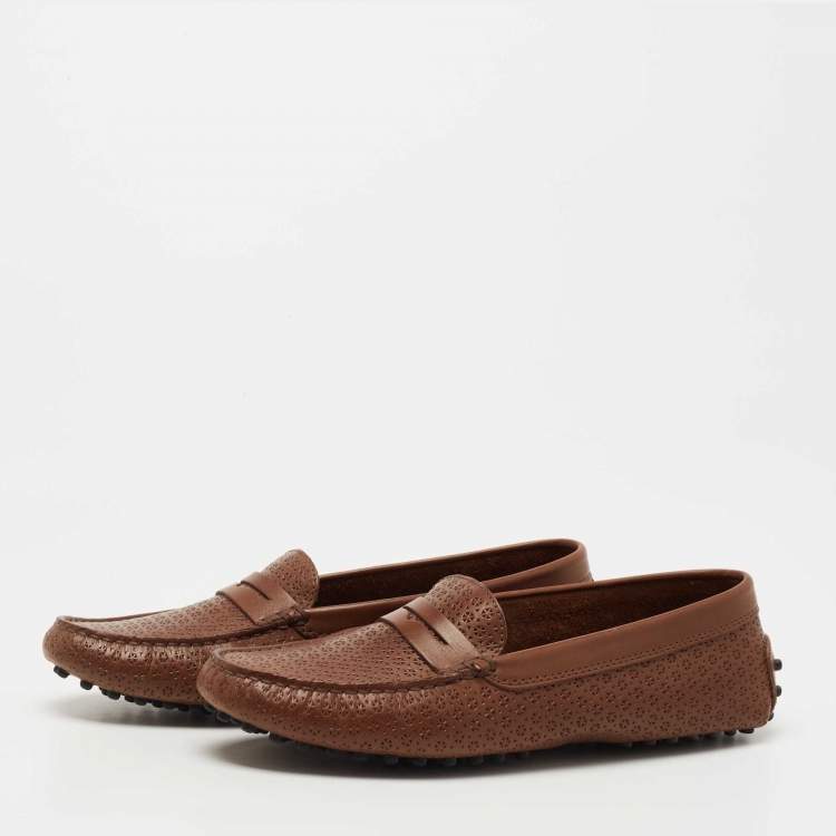 Pre Owned Tod's Brown Leather Slip On  Loafers Size 37.5 