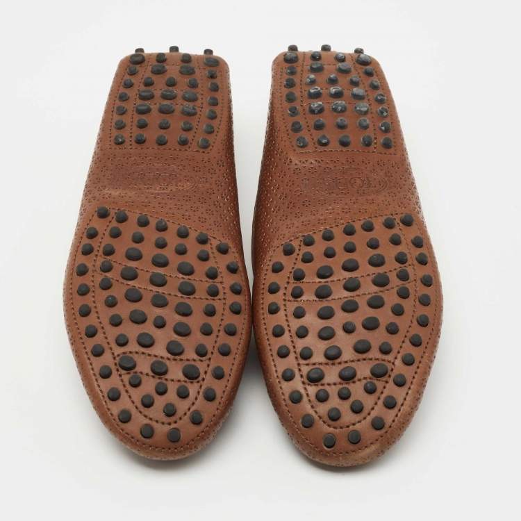 Pre Owned Tod's Brown Leather Slip On  Loafers Size 37.5 