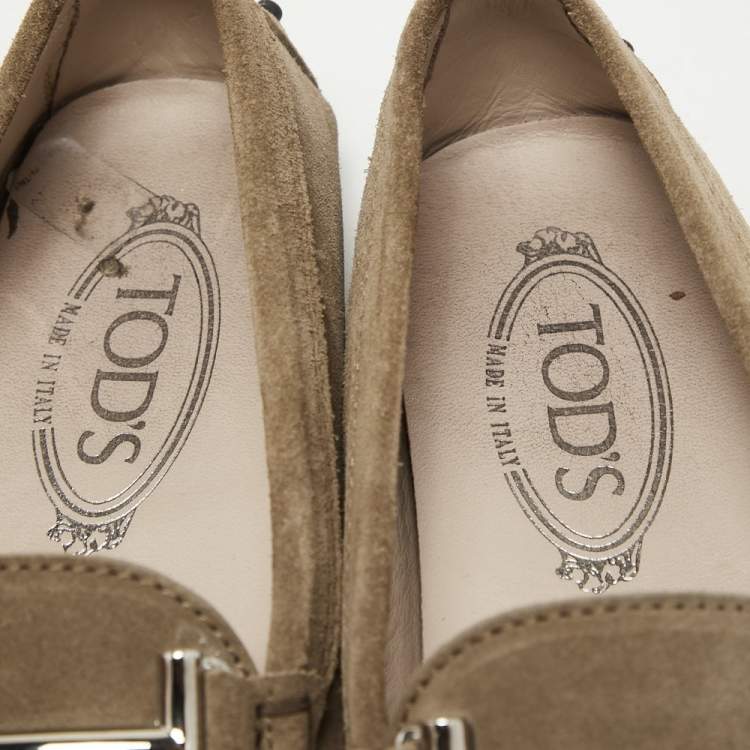 Pre Owned Tod's Brown Suede Slip On Loafers Size 37