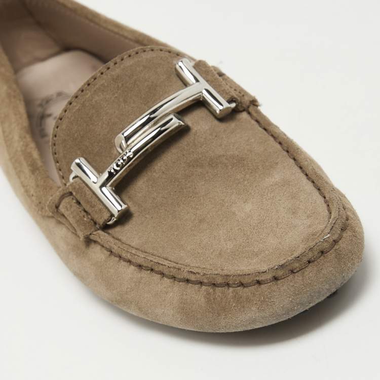 Pre Owned Tod's Brown Suede Slip On Loafers Size 37