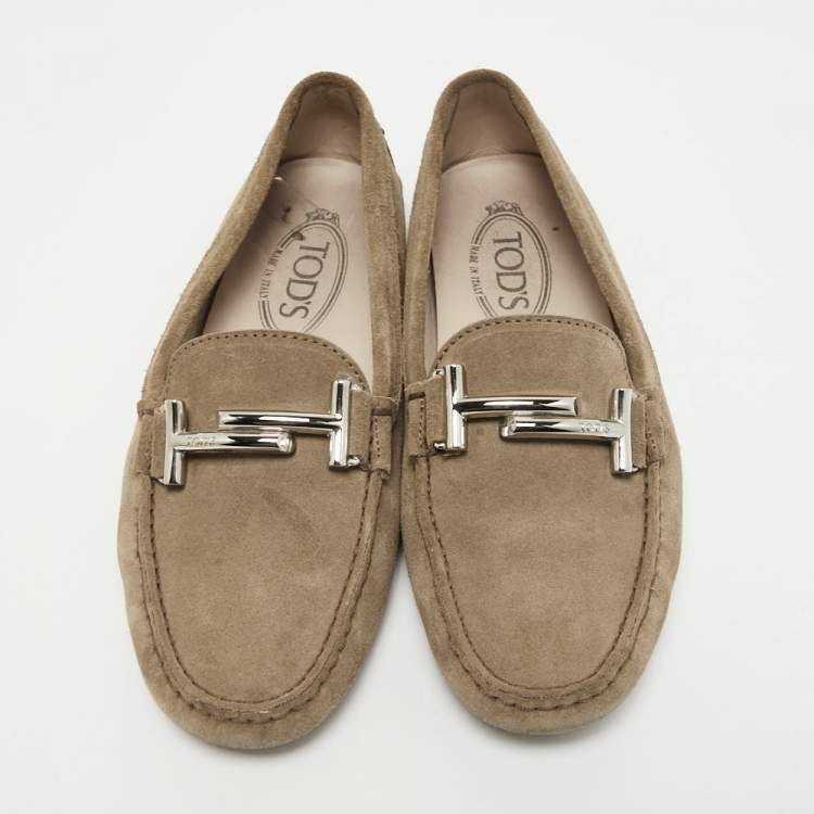 Pre Owned Tod's Brown Suede Slip On Loafers Size 37