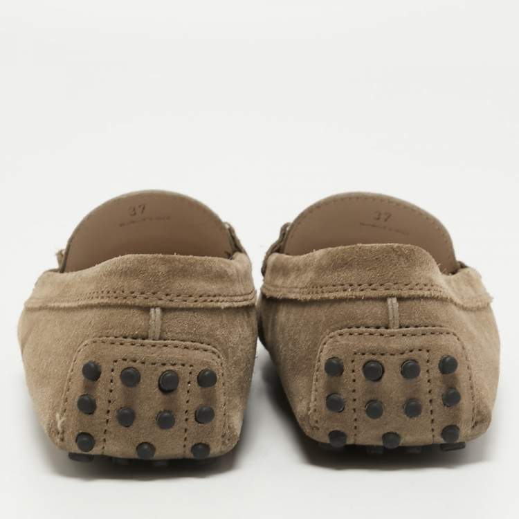 Pre Owned Tod's Brown Suede Slip On Loafers Size 37