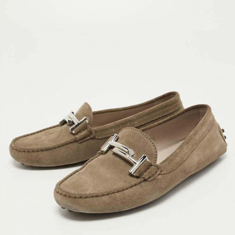 Pre Owned Tod's Brown Suede Slip On Loafers Size 37
