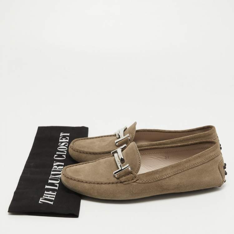 Pre Owned Tod's Brown Suede Slip On Loafers Size 37