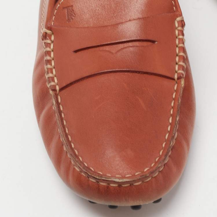 Pre Owned Tod's Brown Leather Penny Loafers Size 36.5 