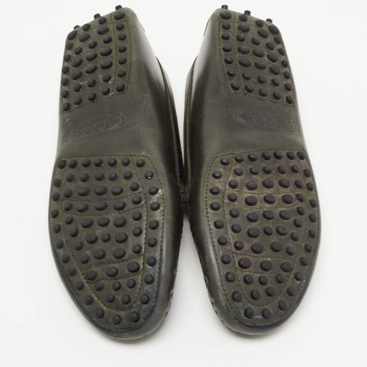 مملوكة مسبقًا Tod's Olive Green Leather Penny Slip On Loafers Size 37