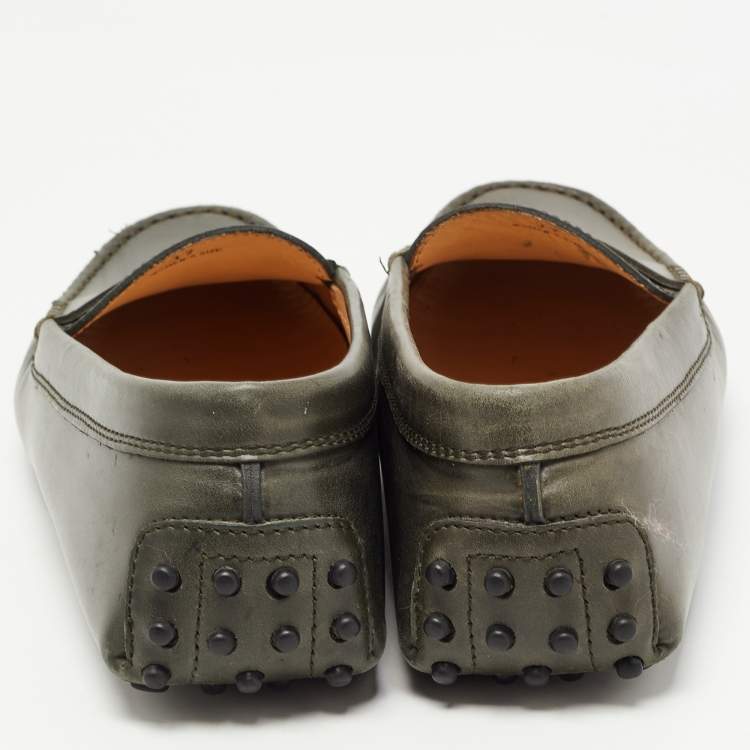 مملوكة مسبقًا Tod's Olive Green Leather Penny Slip On Loafers Size 37