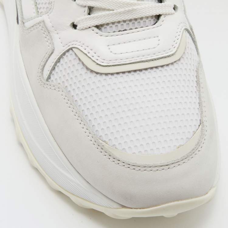 Pre Owned Tod's White/Black Mesh and Leather Low Top Sneakers Size 39.5