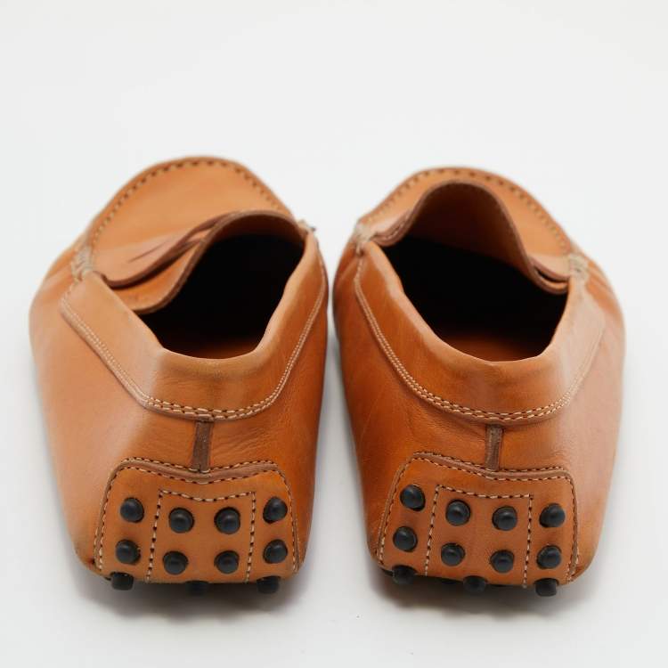 Pre Owned Tod's Tan Leather Slip On Loafers Size 37