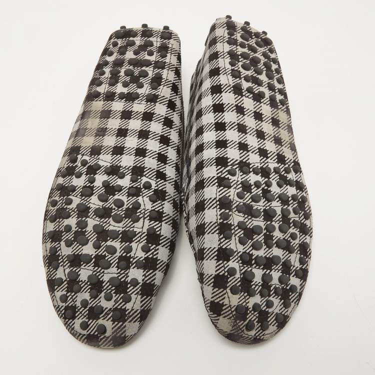 Pre Owned Tod's Black/White Printed Suede Penny Loafers Size 39