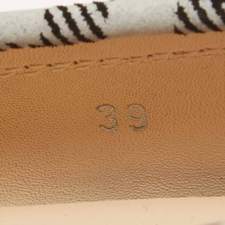 Pre Owned Tod's Black/White Printed Suede Penny Loafers Size 39