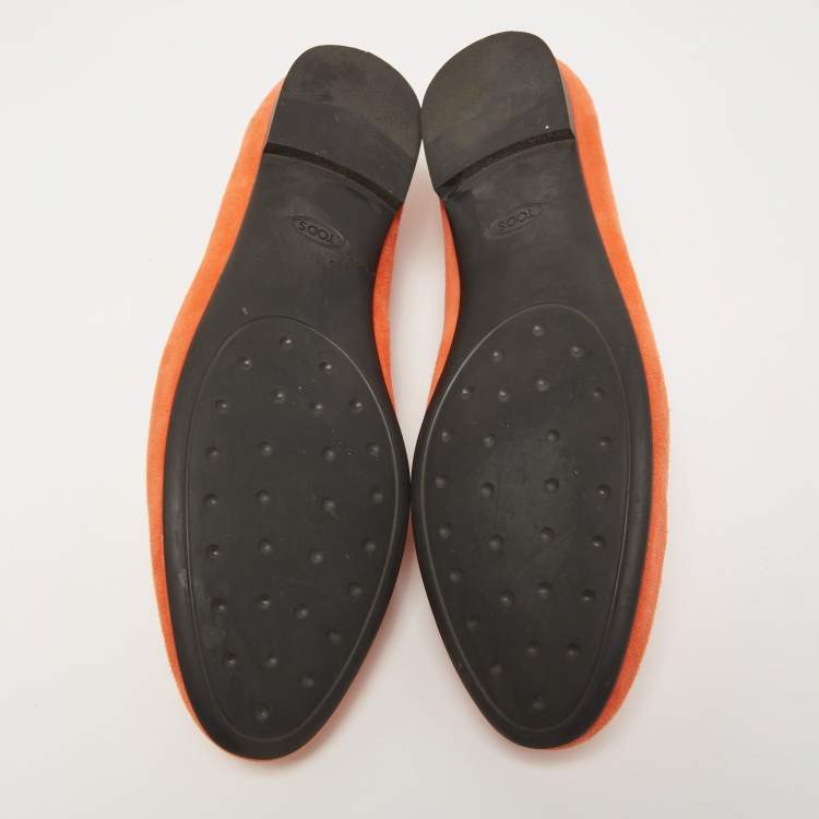 Pre Owned Tod's Orange Suede Smoking Slippers Size 40