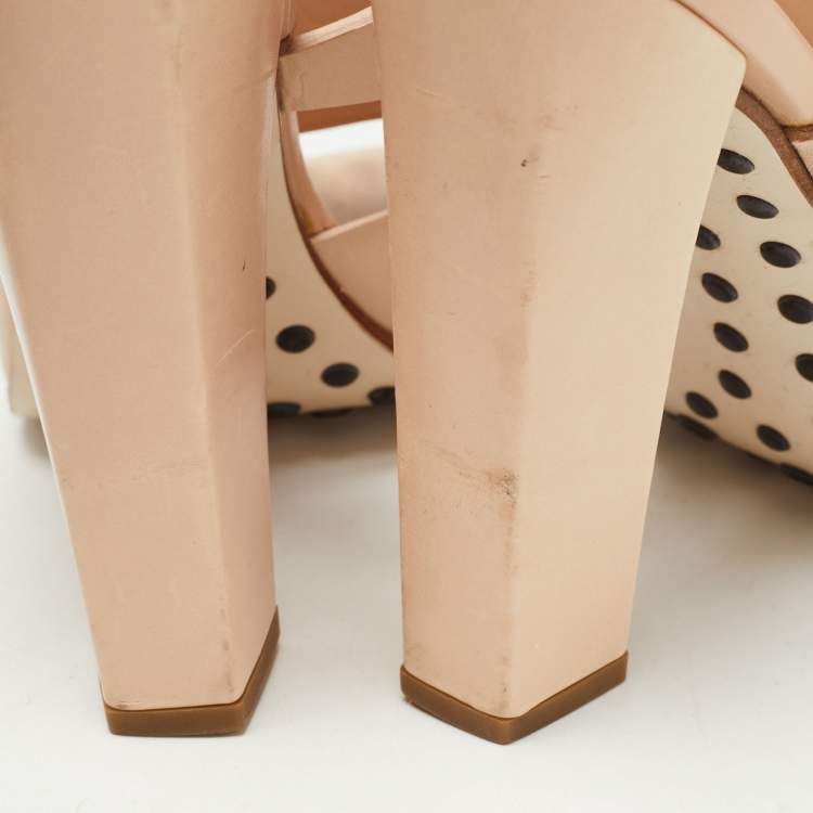 Pre Owned Tod's Beige Leather Fringe Detail Ankle Strap Sandals Size 39