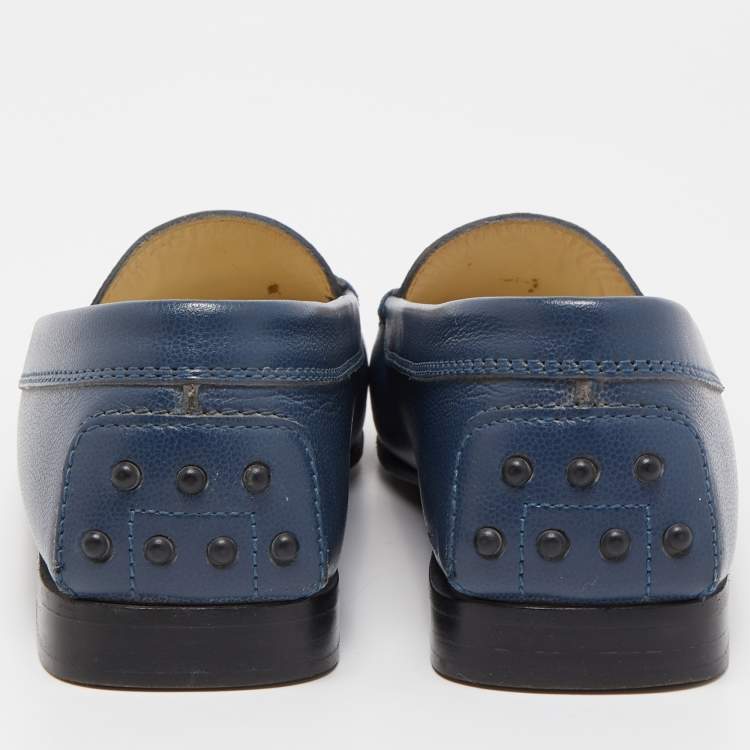 Pre Owned Tod's Blue Leather Penny Loafers Size 39