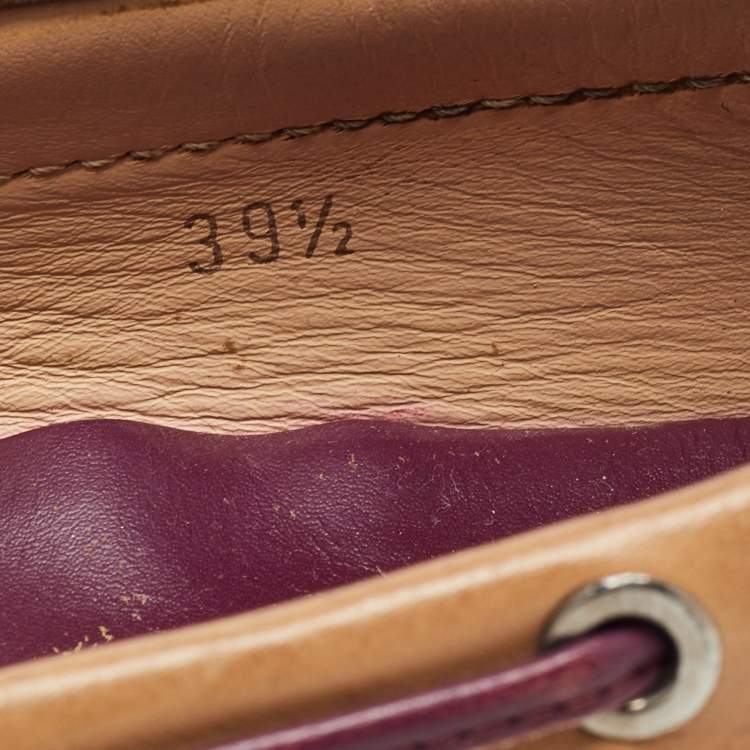 مملوكة مسبقًا Tod's Brown Leather Bow Slip On Loafers Size 39.5